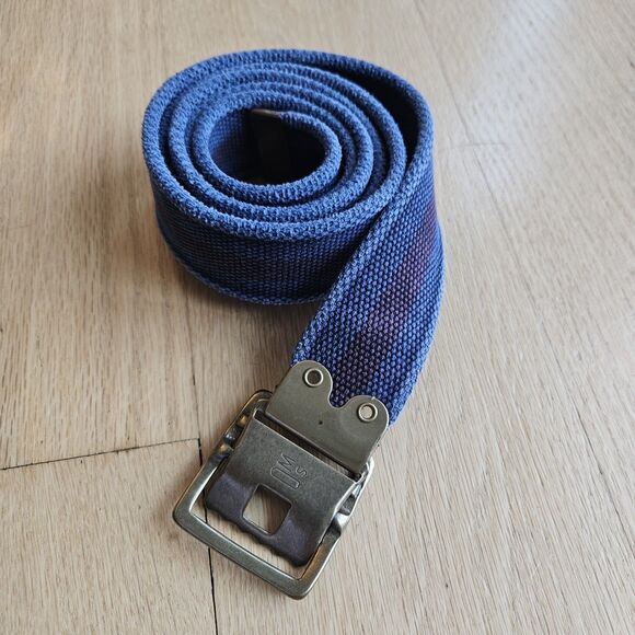 Blue/Burgundy Webbed Belt With QMS Brass Buckle - Picture 1 of 7